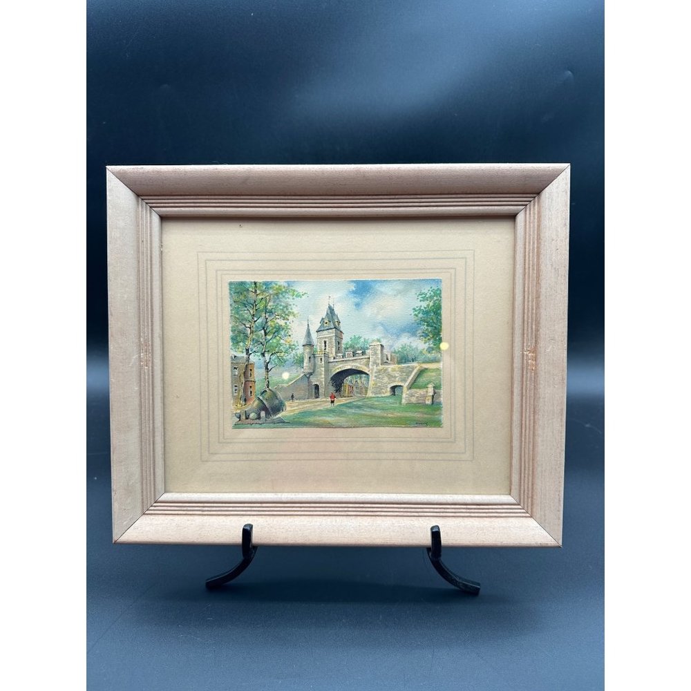 Original Barday Watercolor Painting Saint Louis Gate Quebec Framed Artwork